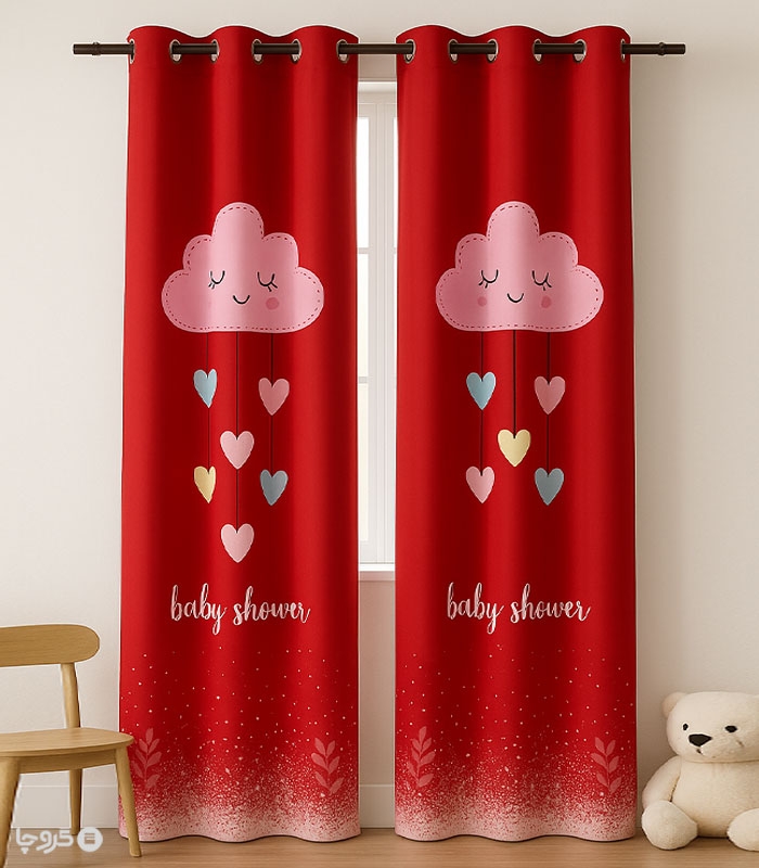 پرده کودک نوپه هوم کد W5483 طرح ابر و قلب