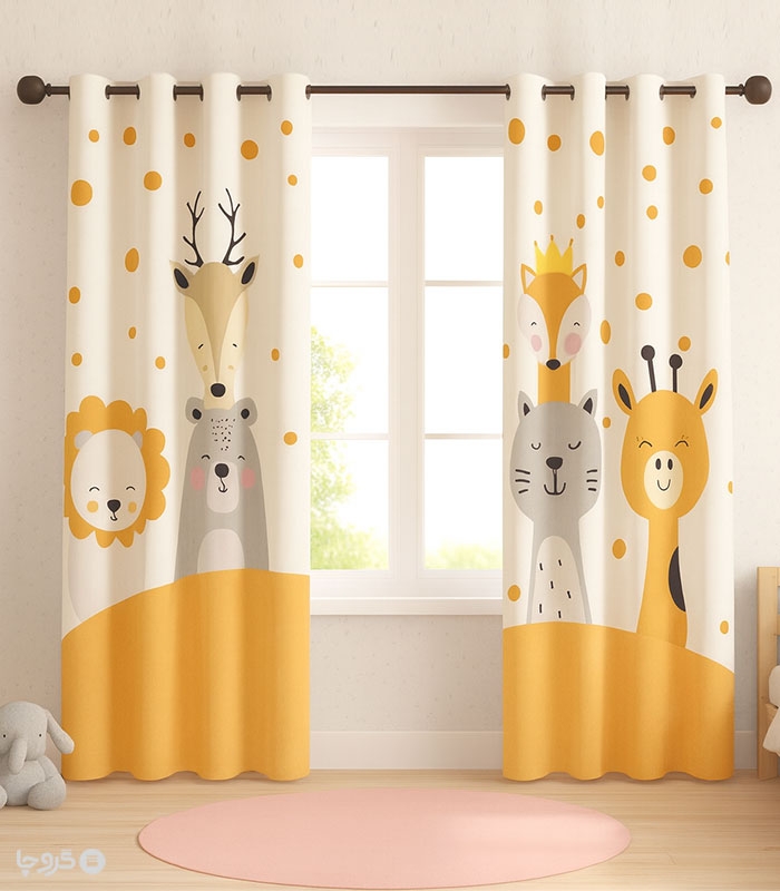 پرده کودک نوپه هوم کد W5018 طرح حیوانات