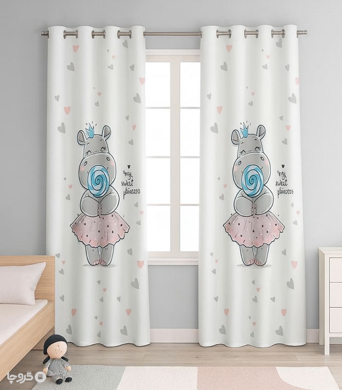 پرده کودک نوپه هوم کد W4998 طرح خوک