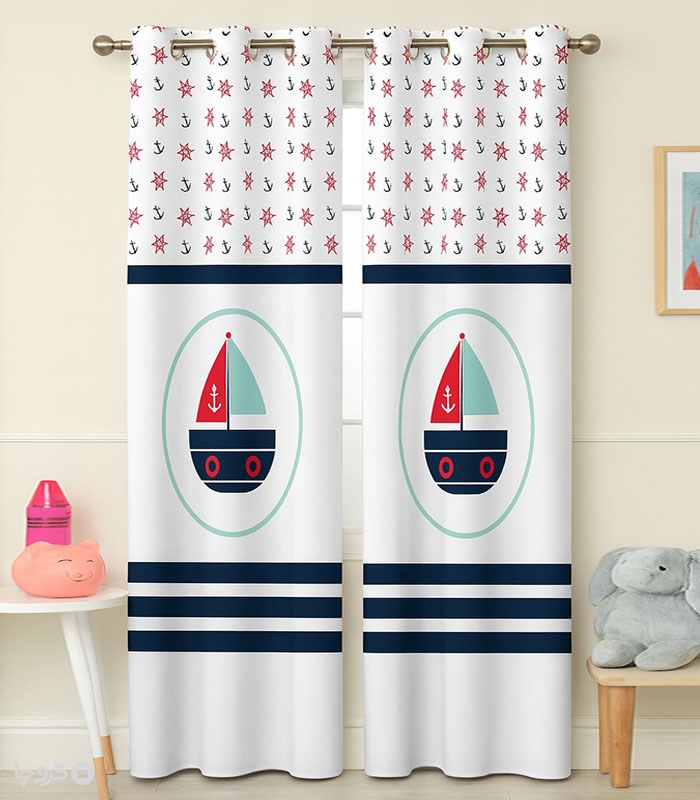 پرده کودک نوپه هوم کد W4851 طرح قایق