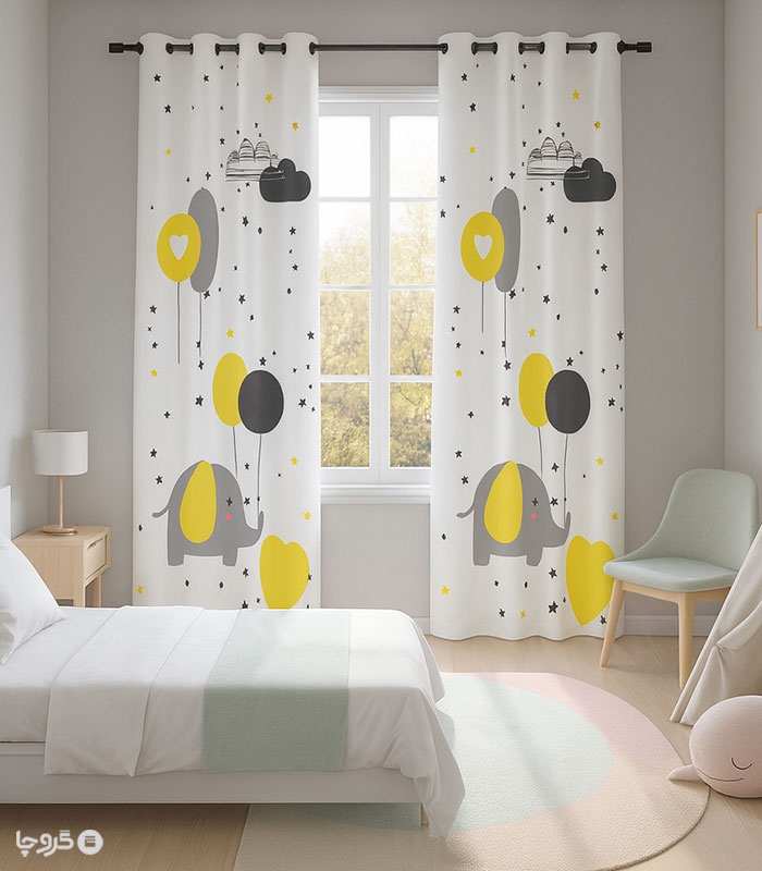 پرده کودک نوپه هوم کد W4797 طرح فیل