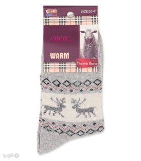 خرید جوراب پشمی Coco & Hana ساقدار زنانه طرح گوزن و لوزی