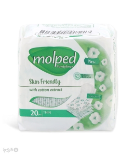 پد ‌بهداشتی روزانه خیلی نازک کتانی مولپد Molped کد 1339 - بسته 20 عددی