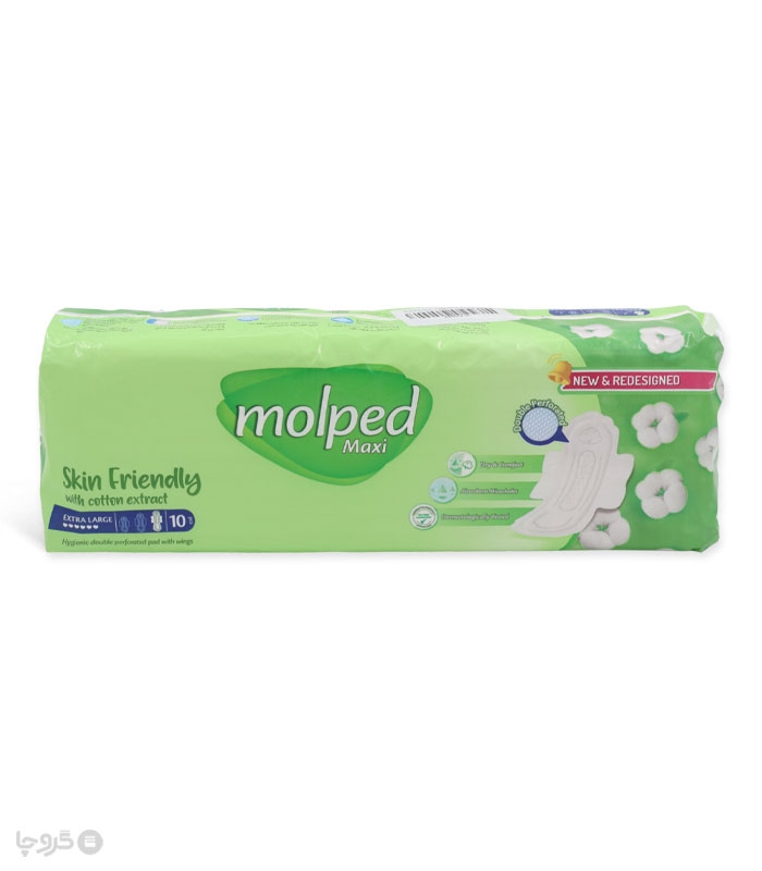 خرید نوار بهداشتی بالدار ضخیم مشبک مولپد Molped مدل Maxi خیلی بزرگ کد 436 - بسته 10 عددی