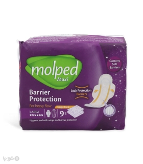 نوار بهداشتی بالدار نیمه ضخیم مشبک مولپد Molped مناسب برای خونریزی شدید بزرگ کد 442 - بسته 9 عددی
