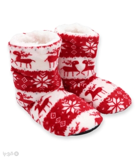 خرید پاپوش پشمی ساقدار کف استپدار طرح گوزن هندسی