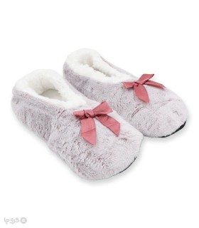 خرید پاپوش پشمی پاپیون دار کف استپدار طرح برفکی