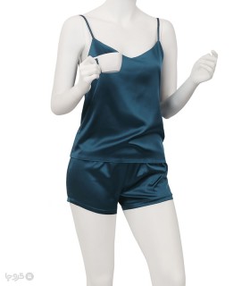 خرید ست تاپ و شورتک ساتن لوندر کد 10