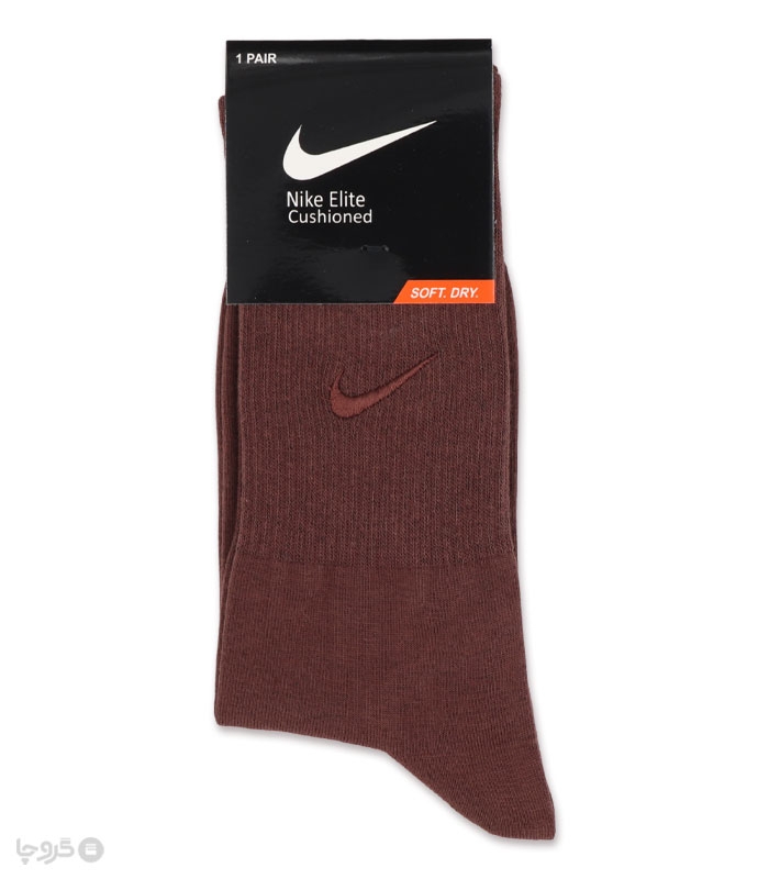 جوراب ساقدار اسپرت کش انگلیسی گلدوزی طرح Nike طیف قهوه‌ای
