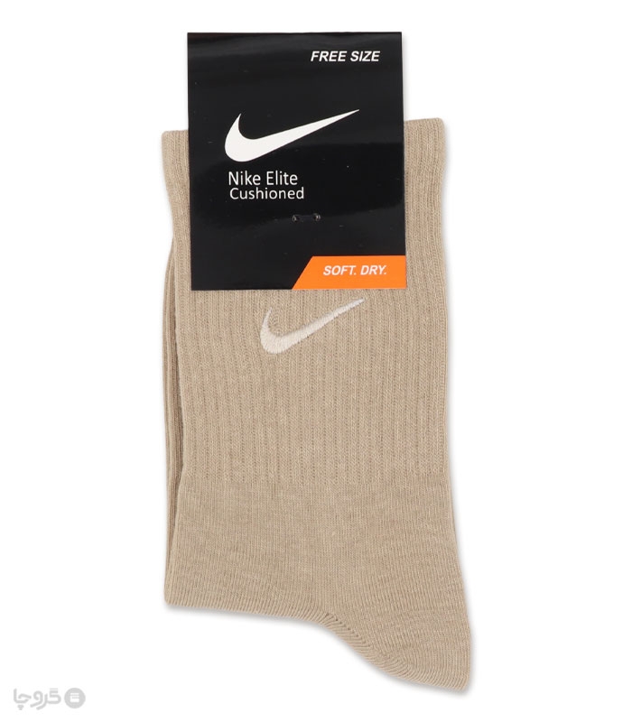 خرید جوراب ساقدار اسپرت کش انگلیسی گلدوزی طرح Nike طیف قهوه‌ای