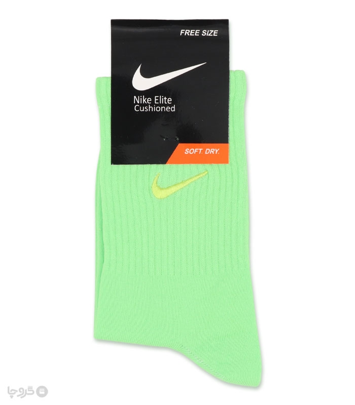 خرید جوراب ساقدار اسپرت کش انگلیسی گلدوزی طرح Nike طیف سبز