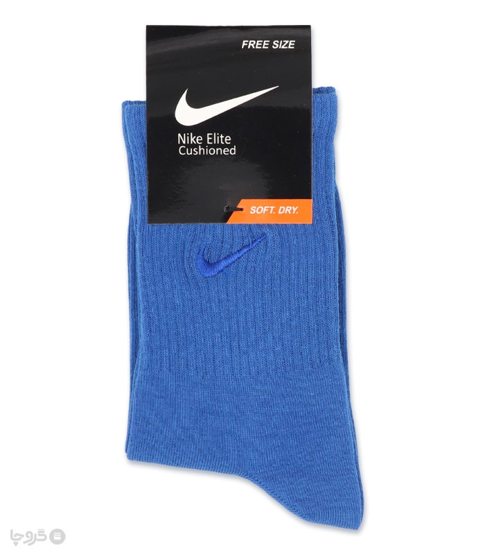 خرید جوراب ساقدار اسپرت کش انگلیسی گلدوزی طرح Nike طیف آبی