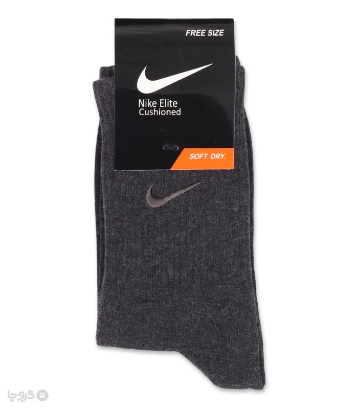 خرید جوراب ساقدار اسپرت کش انگلیسی گلدوزی طرح Nike طیف خاکستری