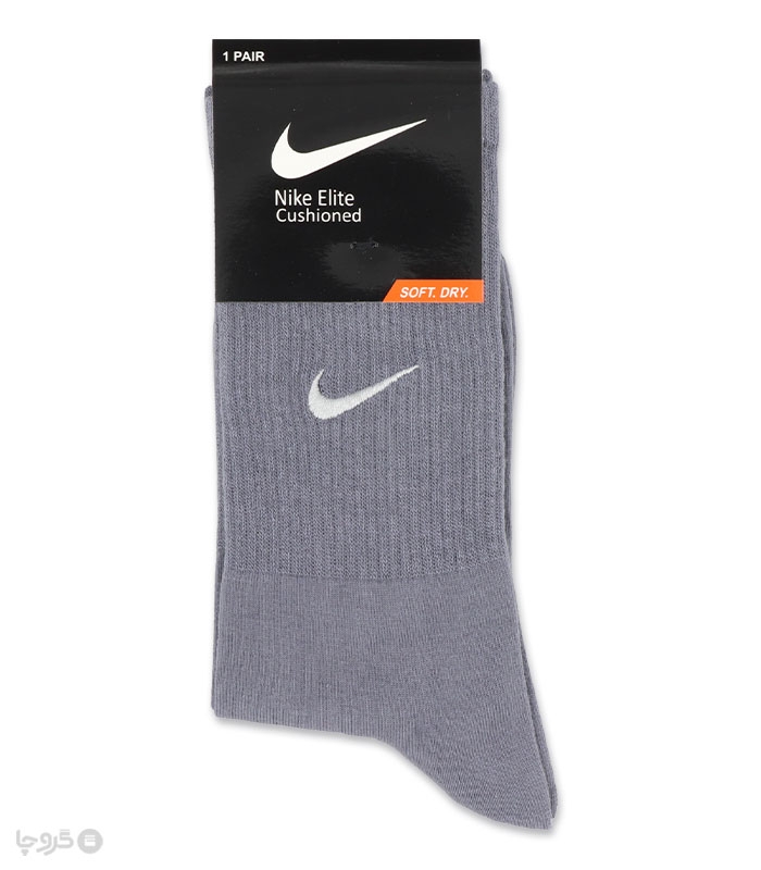 جوراب ساقدار اسپرت کش انگلیسی گلدوزی طرح Nike طیف خاکستری