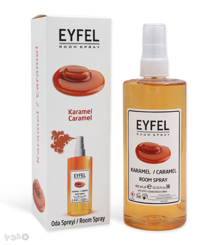 خرید اسپری خوشبو کننده هوا ایفل Eyfel رایحه Caramel - حجم 400 میلی لیتر