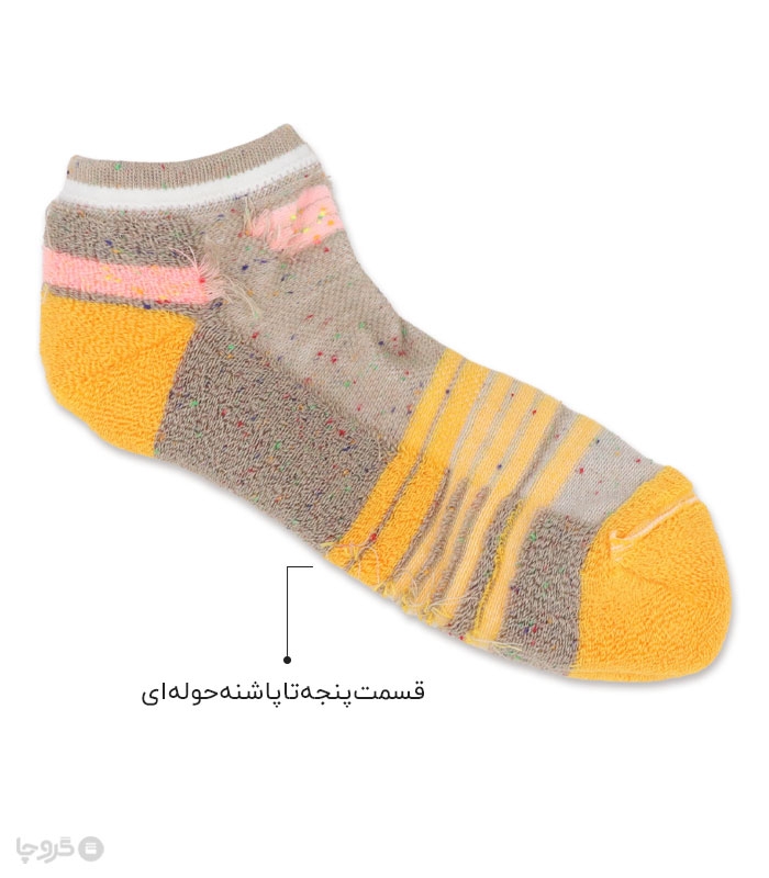 جوراب حوله ای مچی زنانه پاآرا کد 804 طرح خالخال رنگی
