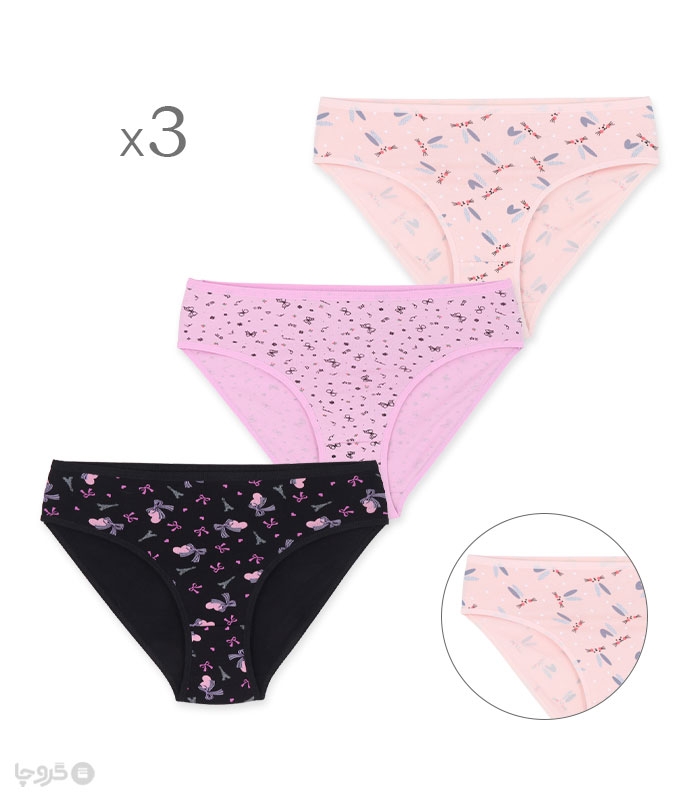 خرید پک شورت زنانه اسلیپ نخی Misspel میسپل کد 4000 طرح 9 - بسته 3 عددی