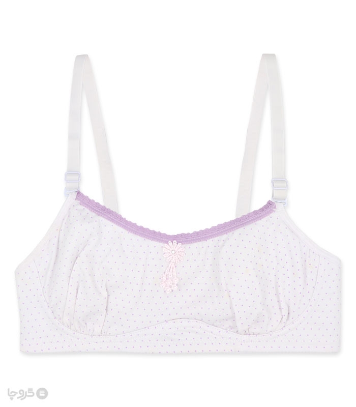 سوتین دخترانه نخی بدون فنر کد 428 طرح خالخال ریز