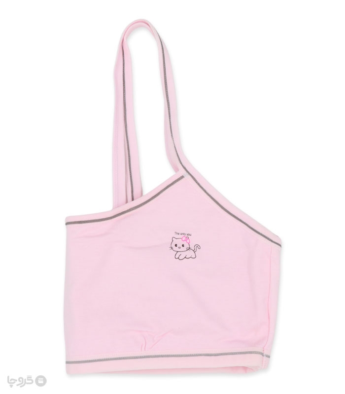 نیم تنه دخترانه نخی طرح گربه پاپیونی کد 115