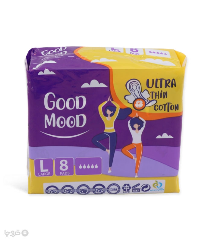 خرید نوار بهداشتی بالدار نازک کتان گود مود Good Mood مدل Ultra بزرگ - بسته 8 عددی