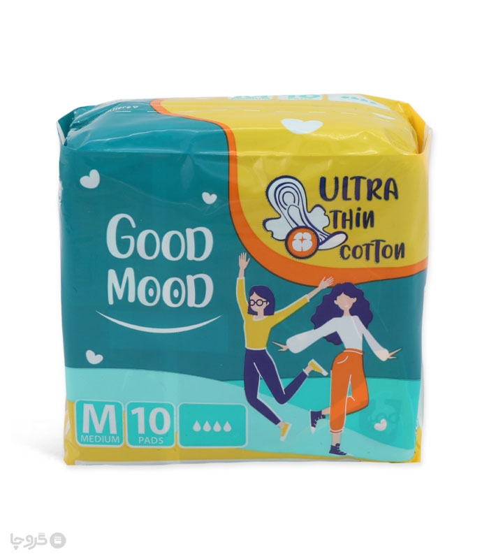 خرید نوار بهداشتی بالدار نازک کتان گود مود Good Mood مدل Ultra متوسط - بسته 10 عددی