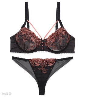 ست شورت و سوتین توری فنردار بارون گلدوزی کد K4