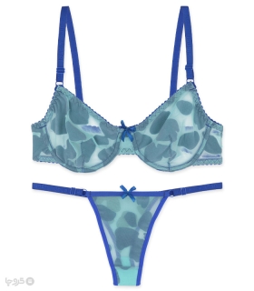 ست شورت و سوتین توری فنردار ژوبین کد 1404 طرح سنگ مخملی