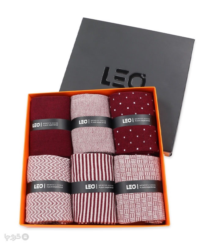پک جوراب ساقدار زنانه لئو کد 516 زرشکی - جعبه 6 جفتی