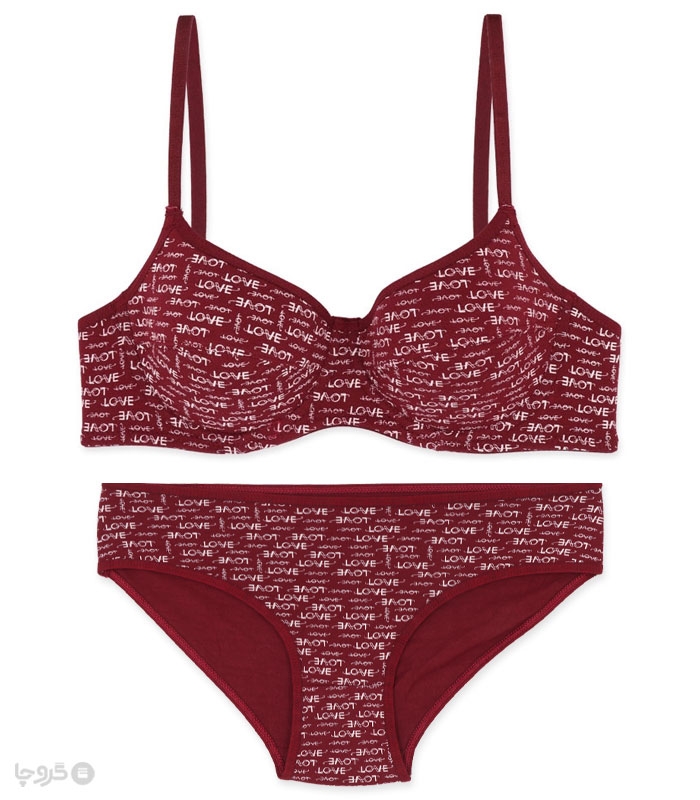 ست شورت و سوتین کاپدار نخی فنردار Anit آنیت کد 2025 طرح Love