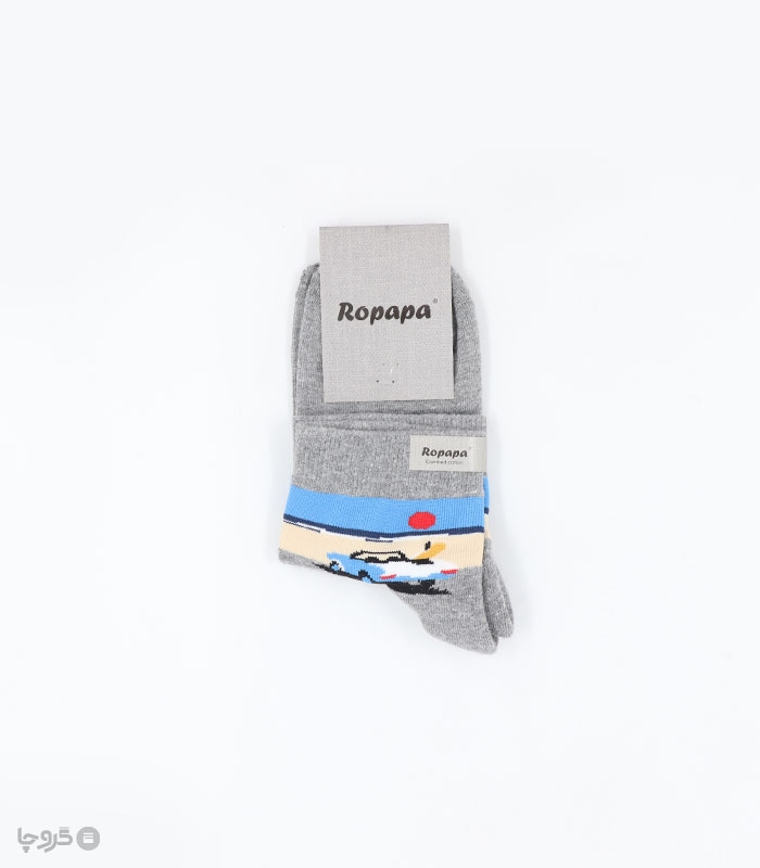 خرید جوراب نیم ساق مردانه پاشنه و پنجه حولهای روپاپا طرح Coastal Drive