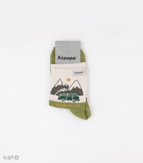 خرید جوراب نیم ساق مردانه پاشنه و پنجه حولهای روپاپا طرح Road Trip