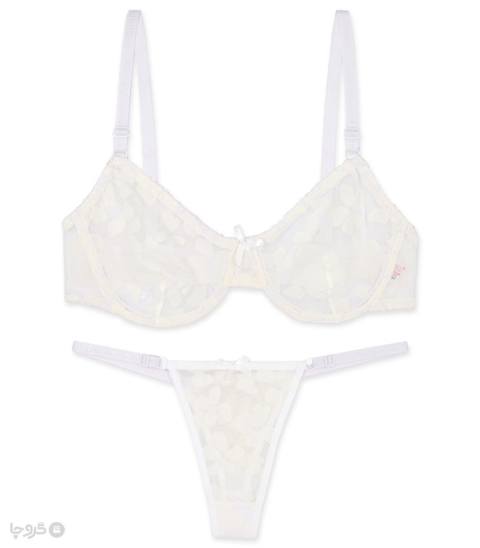 ست شورت و سوتین توری فنردار ژوبین کد 1404 طرح سنگ مخملی