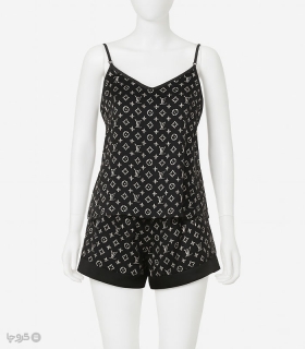 ست تاپ و شورتک ساتن کد 1010 طرح لویی ویتون