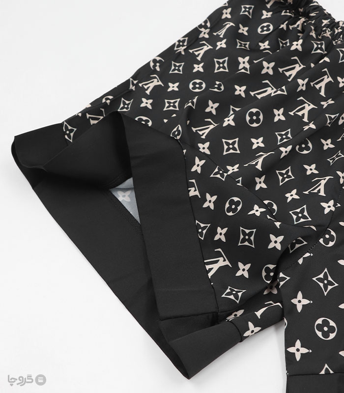 ست تاپ و شورتک ساتن کد 1010 طرح لویی ویتون