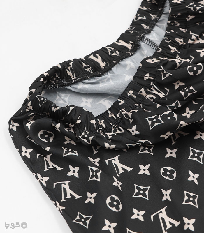 ست تاپ و شورتک ساتن کد 1010 طرح لویی ویتون