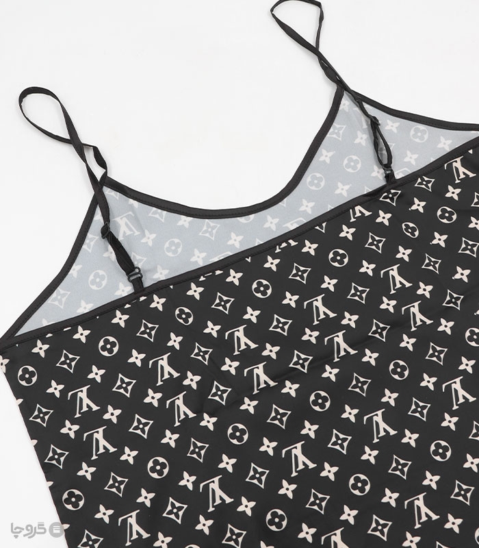 ست تاپ و شورتک ساتن کد 1010 طرح لویی ویتون