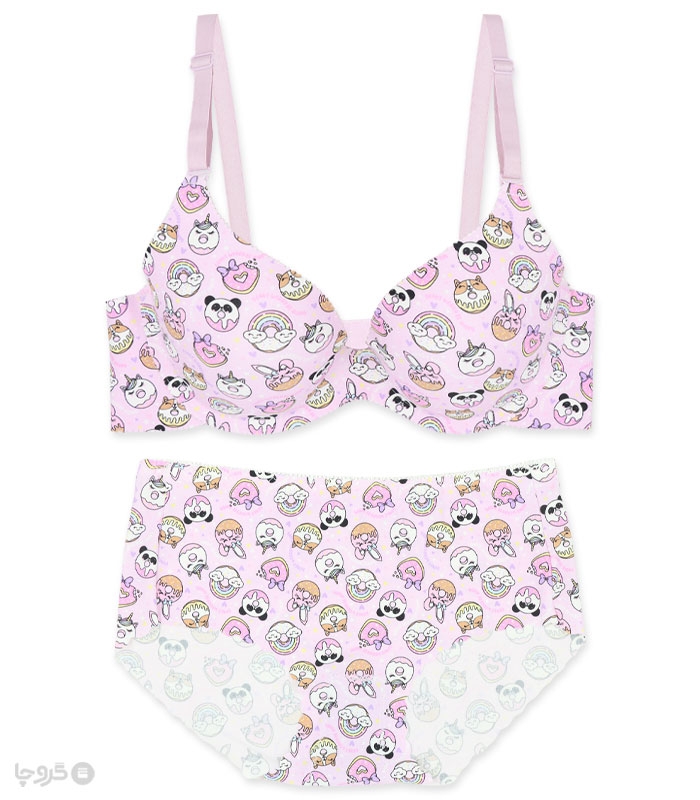 خرید ست شورت و سوتین دخترانه لیزری کاپدار فنردار دونات