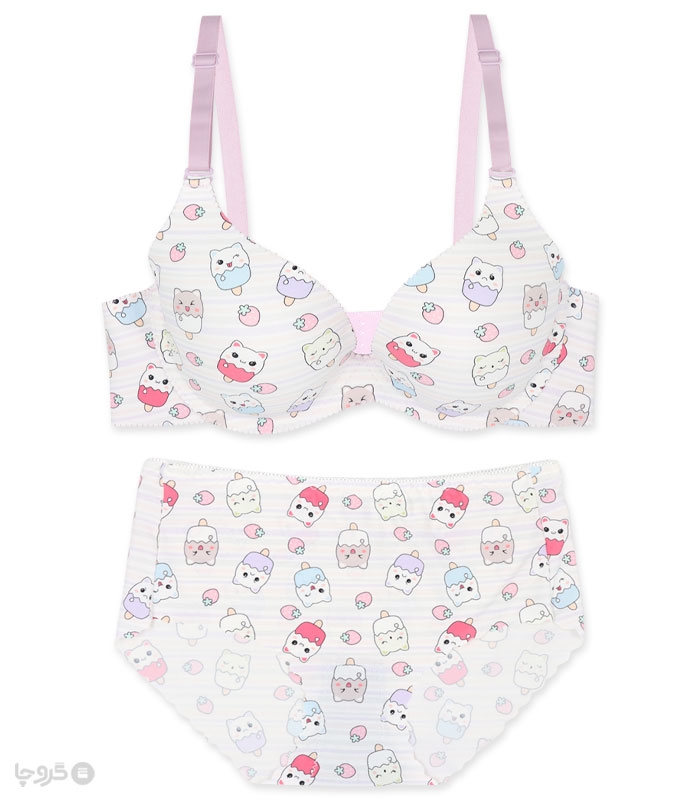 خرید ست شورت و سوتین دخترانه لیزری کاپدار فنردار بستنی