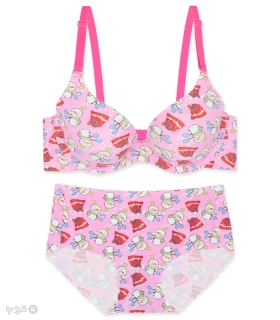 خرید ست شورت و سوتین دخترانه لیزری کاپدار فنردار آدم برفی