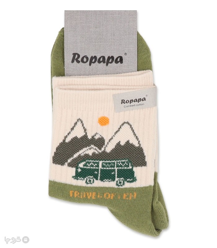 خرید جوراب نیم ساق مردانه پاشنه و پنجه حوله‌ای روپاپا طرح Road Trip