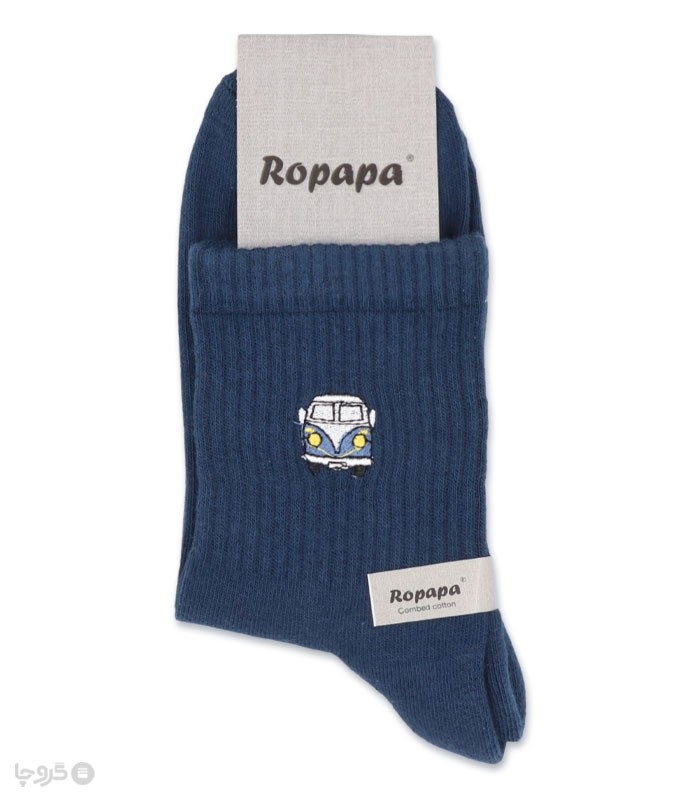 خرید جوراب نیم ساق مردانه پاشنه و پنجه حوله‌ای روپاپا طرح گلدوزی فولکس 2