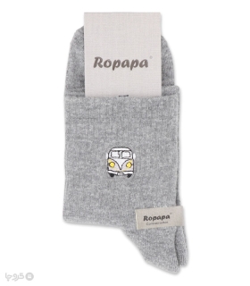 جوراب نیم ساق مردانه پاشنه و پنجه حوله‌ای روپاپا طرح گلدوزی فولکس 2