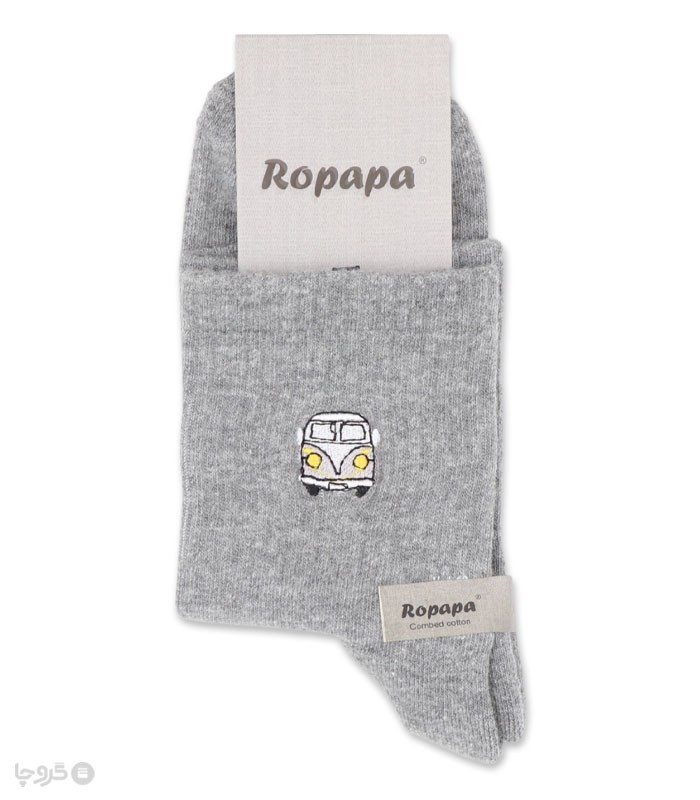 جوراب نیم ساق مردانه پاشنه و پنجه حوله‌ای روپاپا طرح گلدوزی فولکس 2