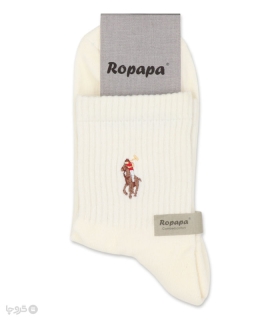 خرید جوراب نیم ساق مردانه پاشنه و پنجه حوله‌ای روپاپا طرح گلدوزی Polo