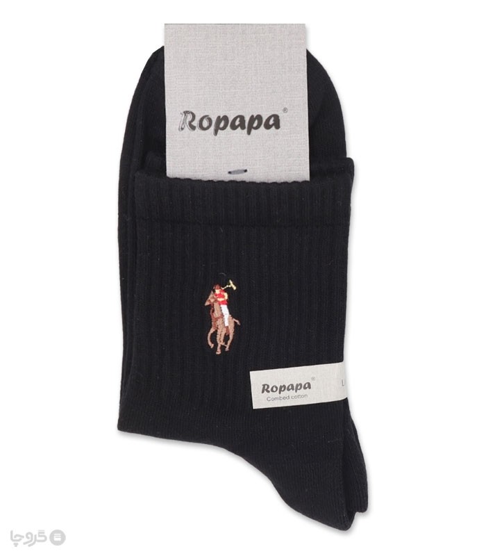 جوراب نیم ساق مردانه پاشنه و پنجه حوله‌ای روپاپا طرح گلدوزی Polo