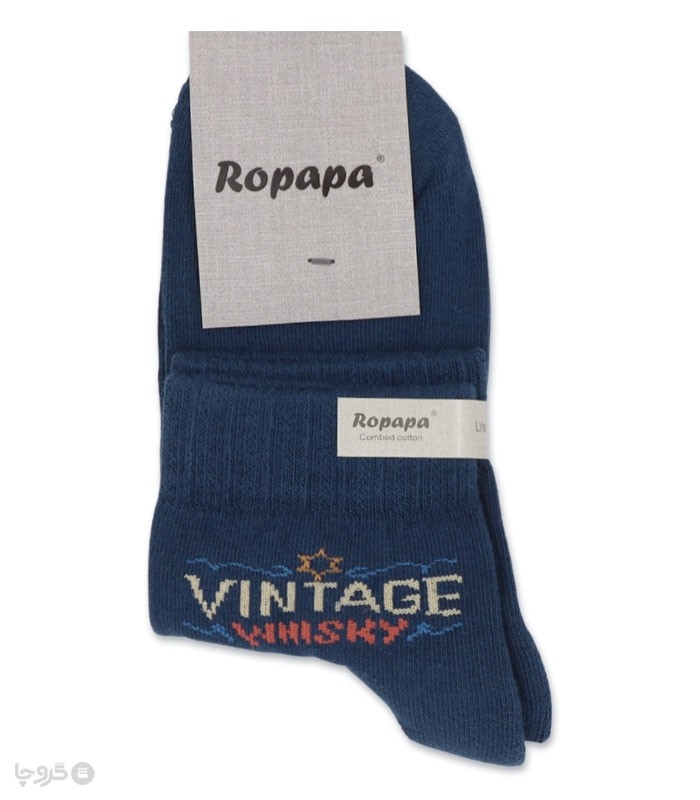 خرید جوراب نیم ساق مردانه پاشنه و پنجه حوله‌ای روپاپا طرح Vintage