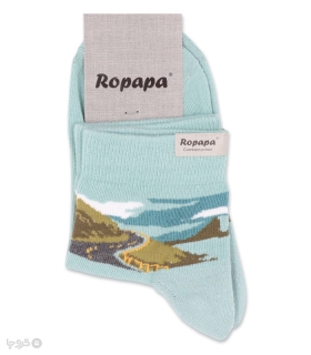 خرید جوراب نیم ساق مردانه پاشنه و پنجه حوله‌ای روپاپا طرح جاده ساحلی