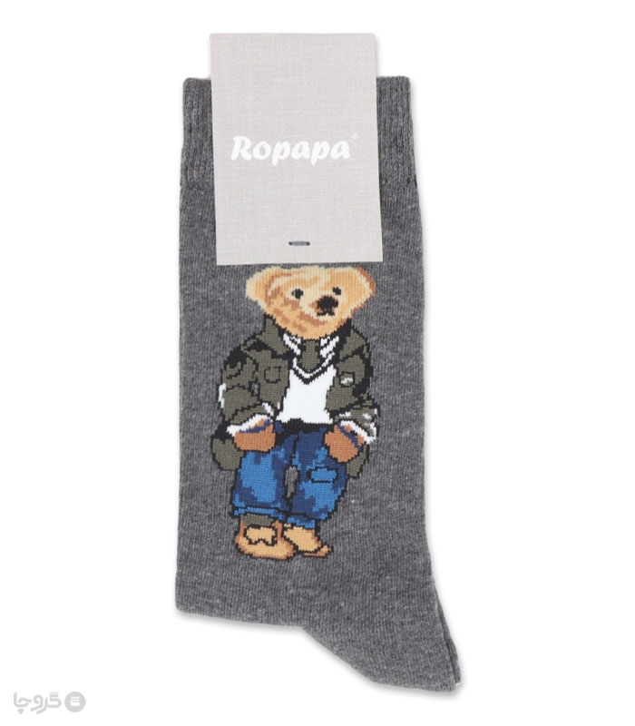 خرید جوراب ساقدار زنانه Ropapa روپاپا طرح تدی کت سبز