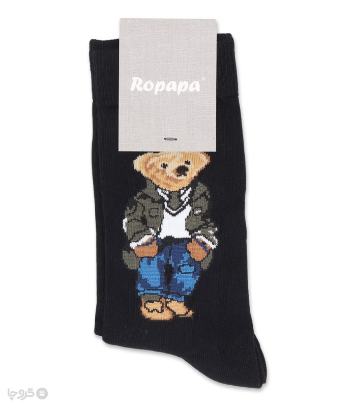 جوراب ساقدار زنانه Ropapa روپاپا طرح تدی کت سبز