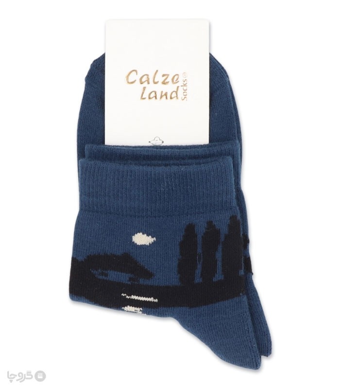 خرید جوراب نیم ساق زنانه پاشنه و پنجه حوله‌ای کالزی لند طرح ماهتاب